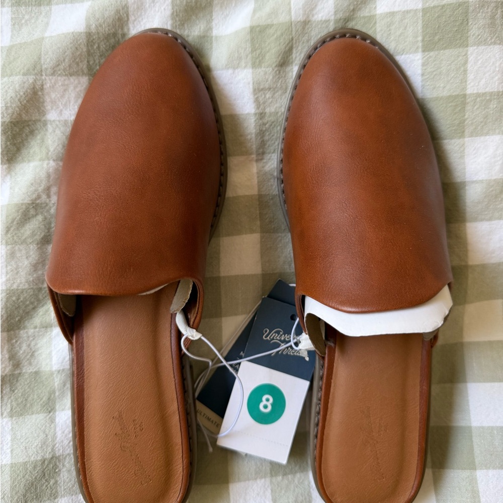 Universal Thread Brown Leather Slip-On Mules